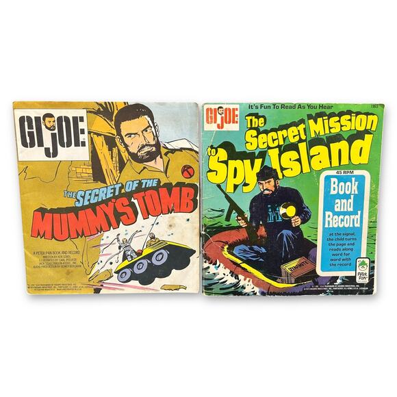 2 G.I. Joe Book & Record Sets – Mummy’s Tomb + Spy Island – 1970s - Picture 1 of 5